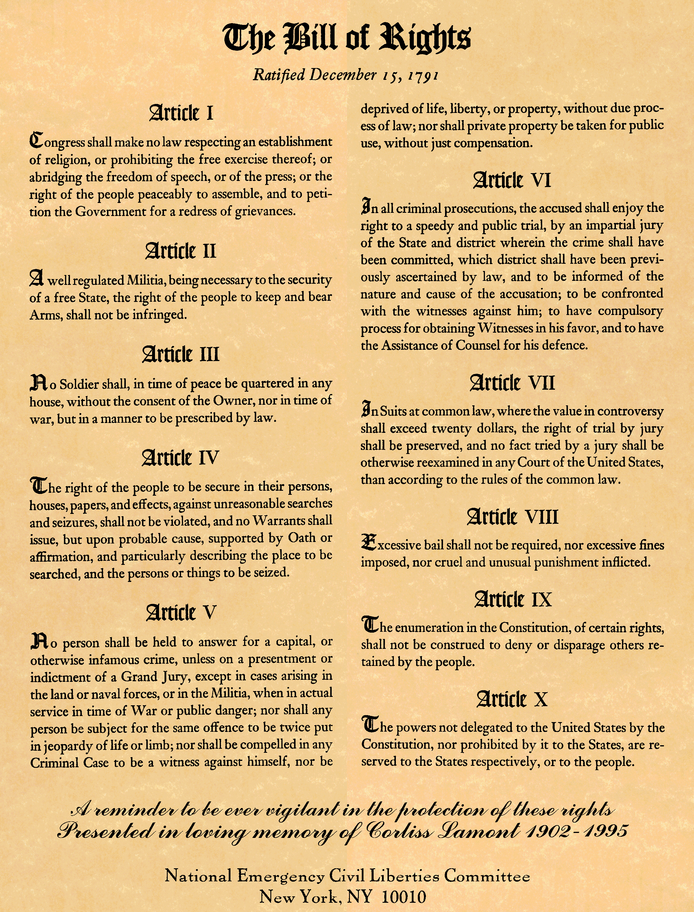 Original Bill of Rights
