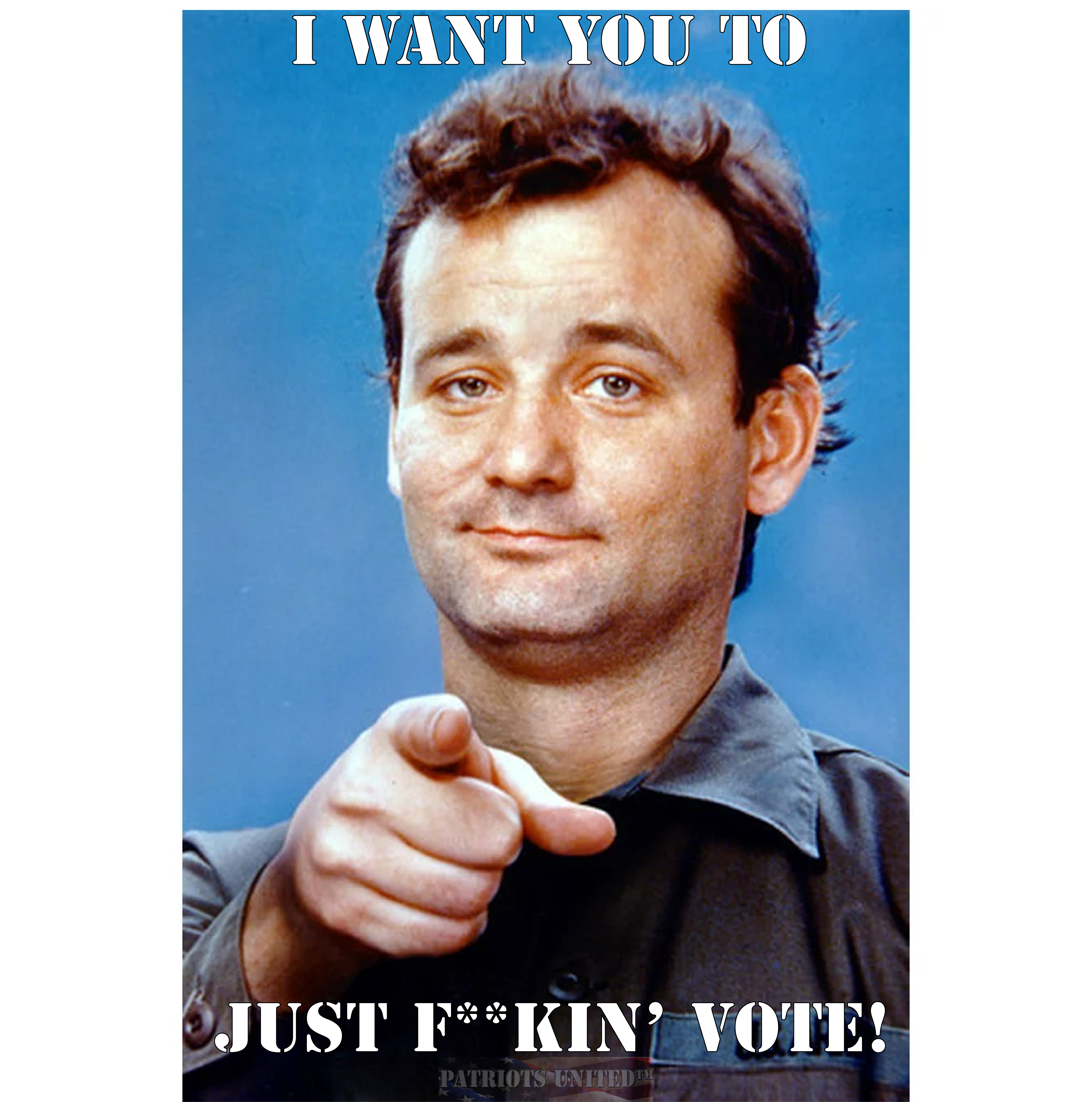 I want you to just f**king vote pic of Bill Murray in Stripes movie