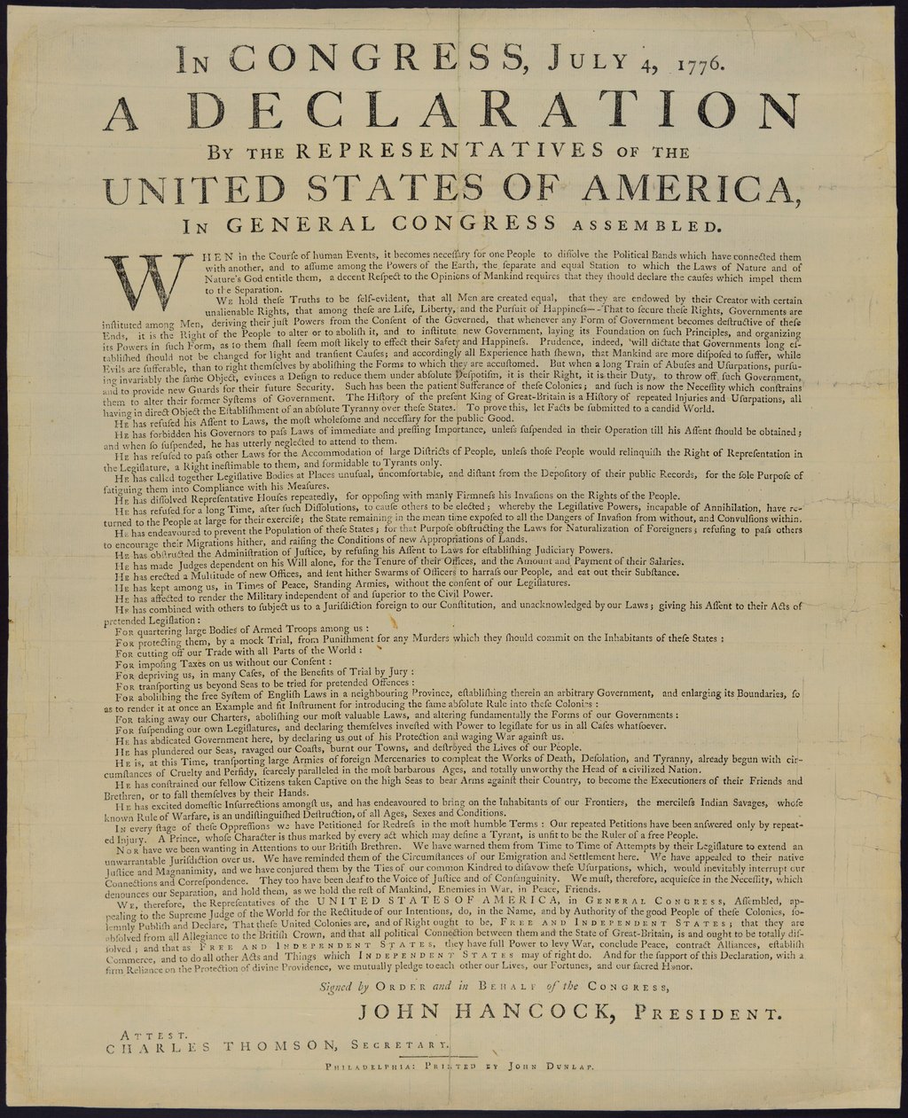 Image of the Declaration of independence 
